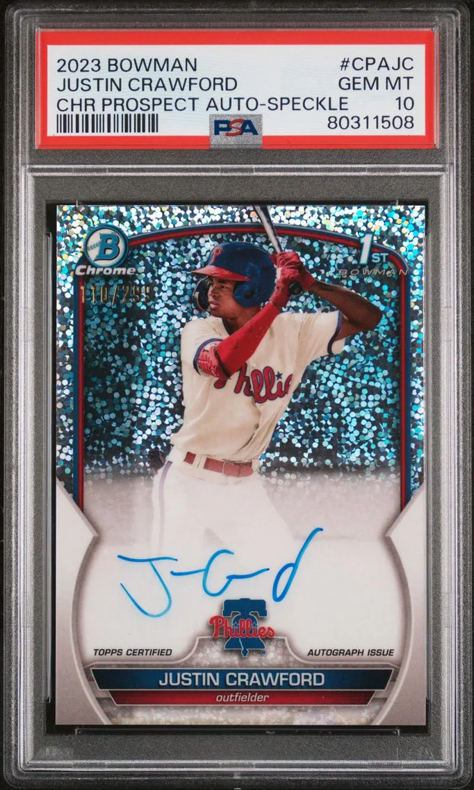 2023 #CPAJC Justin Crawford PSA 10 Bowman Chrome Prospect Autographs