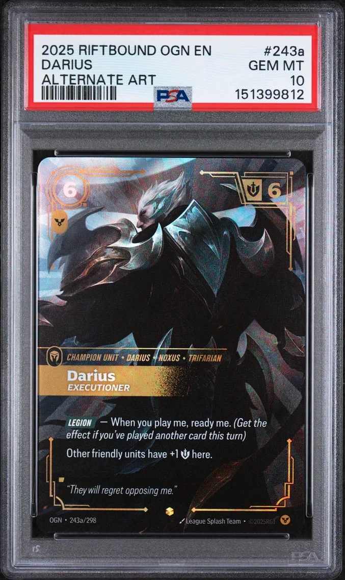 2025 #243a Darius - Executioner PSA 10 Riftbound: League of Legends Ogn-Origins