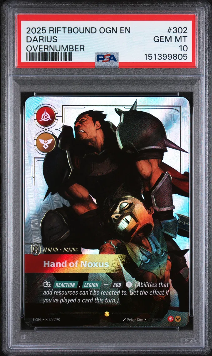 2025 #302 Darius - Hand of Noxus PSA 10 Riftbound: League of Legends Ogn-Origins