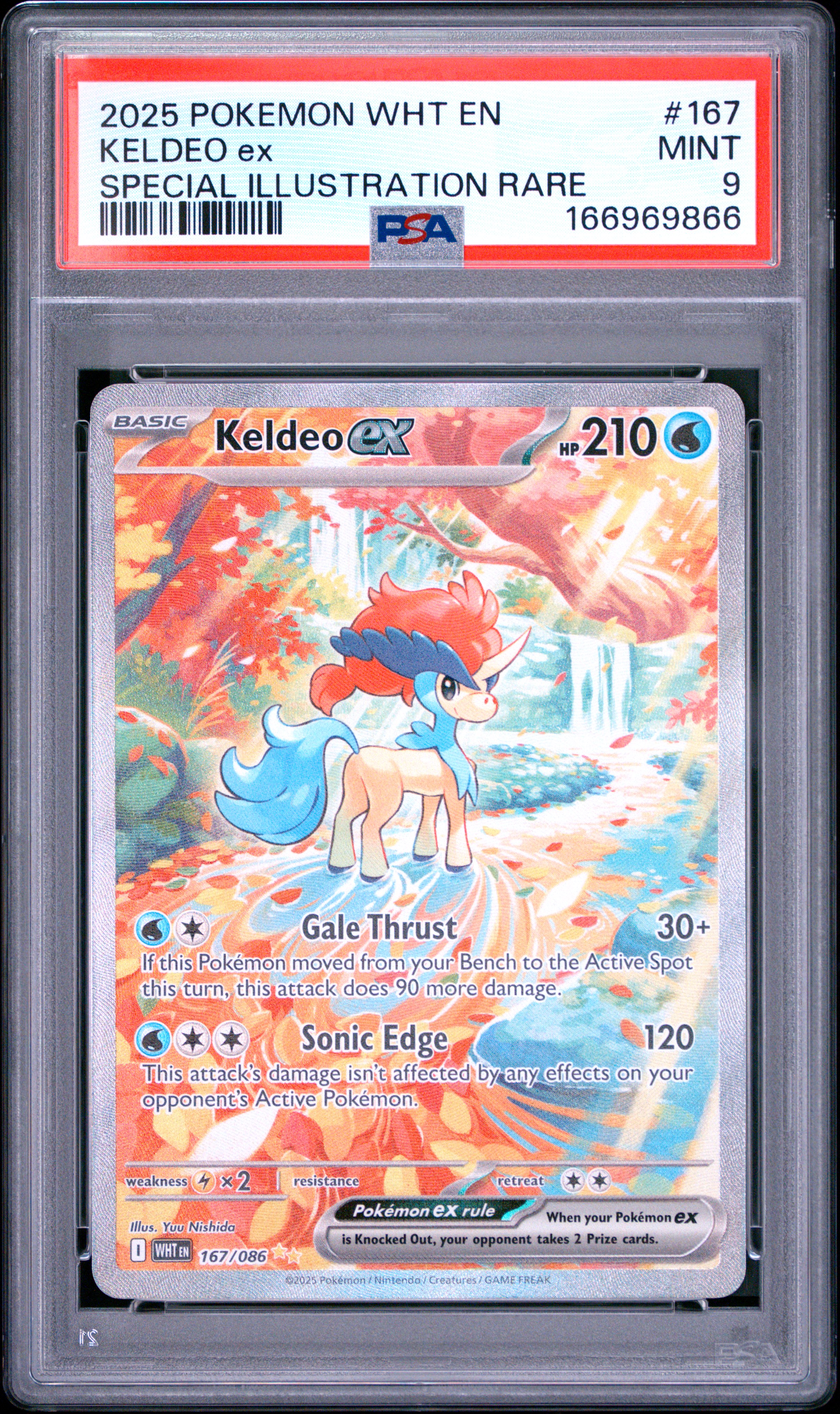 2025 #167 Keldeo Ex PSA 9 Wht En-White Flare