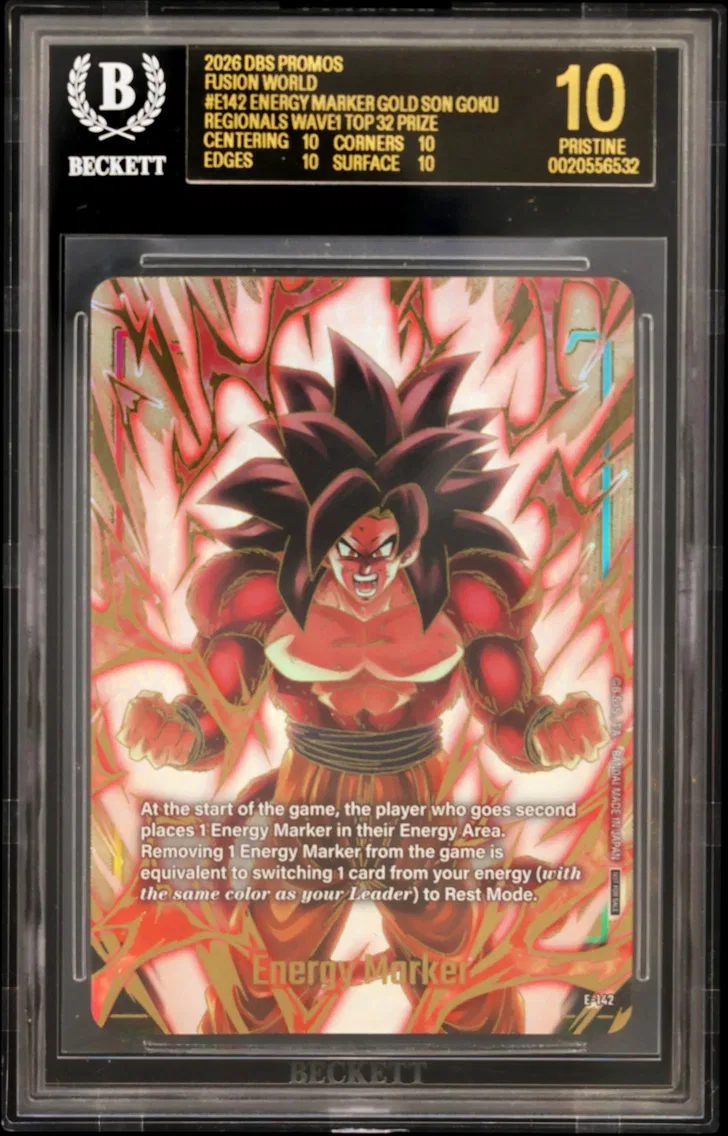 2026 #E142 Energy Marker GOLD (Son Goku)/(Championship 26-27 Regionals Wave1 Top 32 Prize) BGS 10 Dragon Ball Super Card Game Fusion World Promos