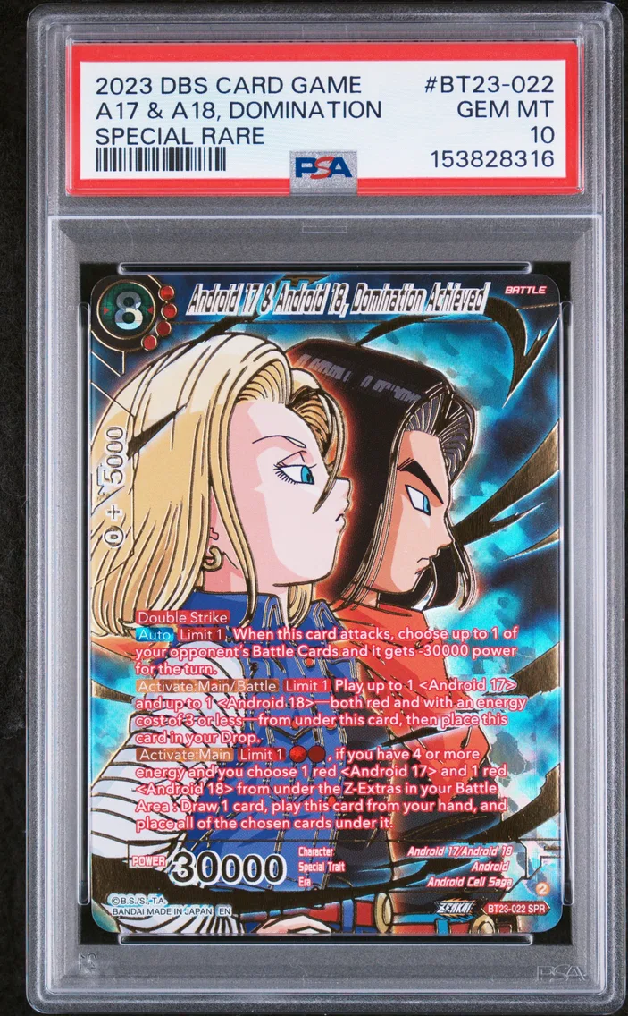 2023 #BT23-022 Android 17 & Android 18, Domination Achieved PSA 10 Dragon Ball Super Card Game Series 23 Perfect Combination