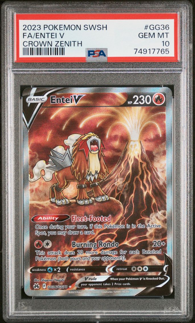 2023 #GG36 Full Art/Entei V PSA 10 Sword and Shield Crown Zenith