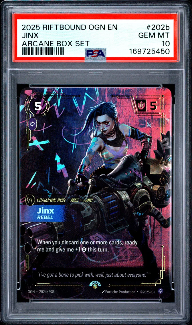 2025 #202b Jinx - Rebel PSA 10 Riftbound: League of Legends Ogn-Origins