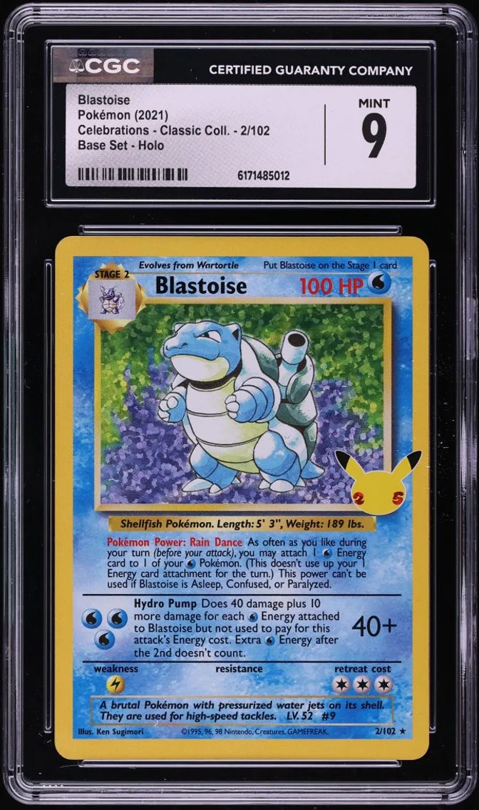 2021 Pokemon Sword & Shield Celebrations Classic Collection Holo Blastoise #2 CGC 9 MINT