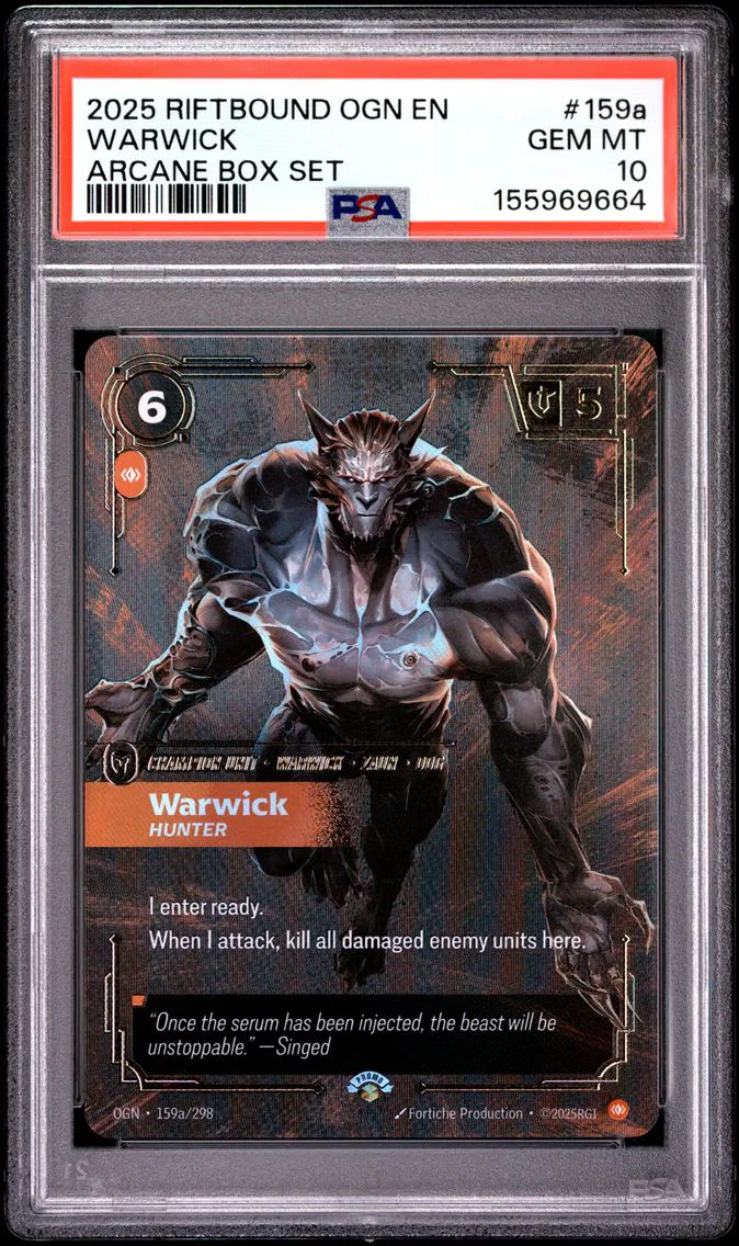 2025 #159a Warwick - Hunter PSA 10 Riftbound: League of Legends Ogn-Origins