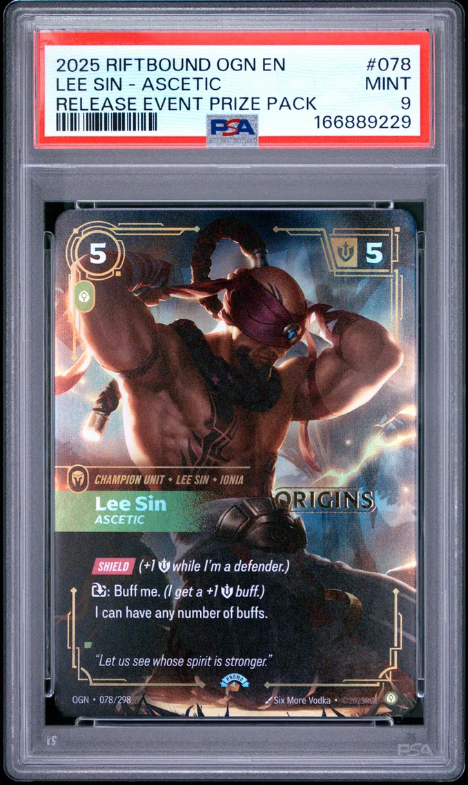 2025 #078 Lee Sin - Ascetic PSA 9 Riftbound: League of Legends Ogn-Origins