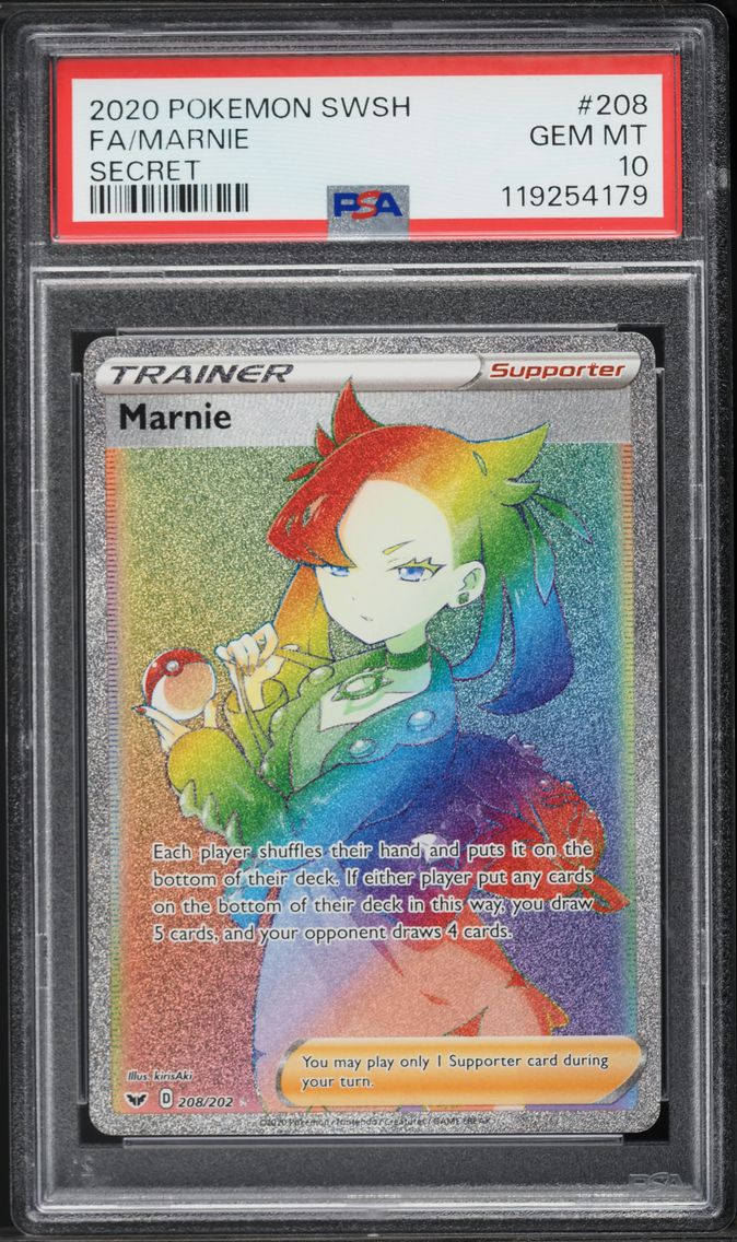 2020 #208 Full Art/Marnie PSA 10 Sword & Shield Pokemon