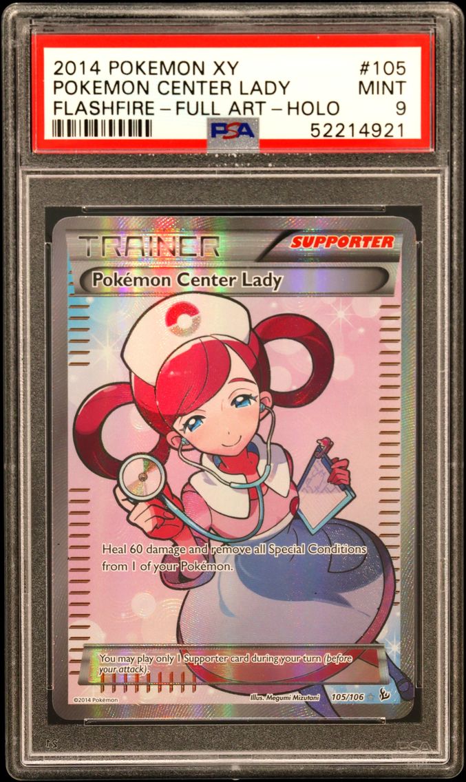 2014 #105 Full Art/Pokemon Center Lady PSA 9 Base Pokemon XY Flashfire Pokemon