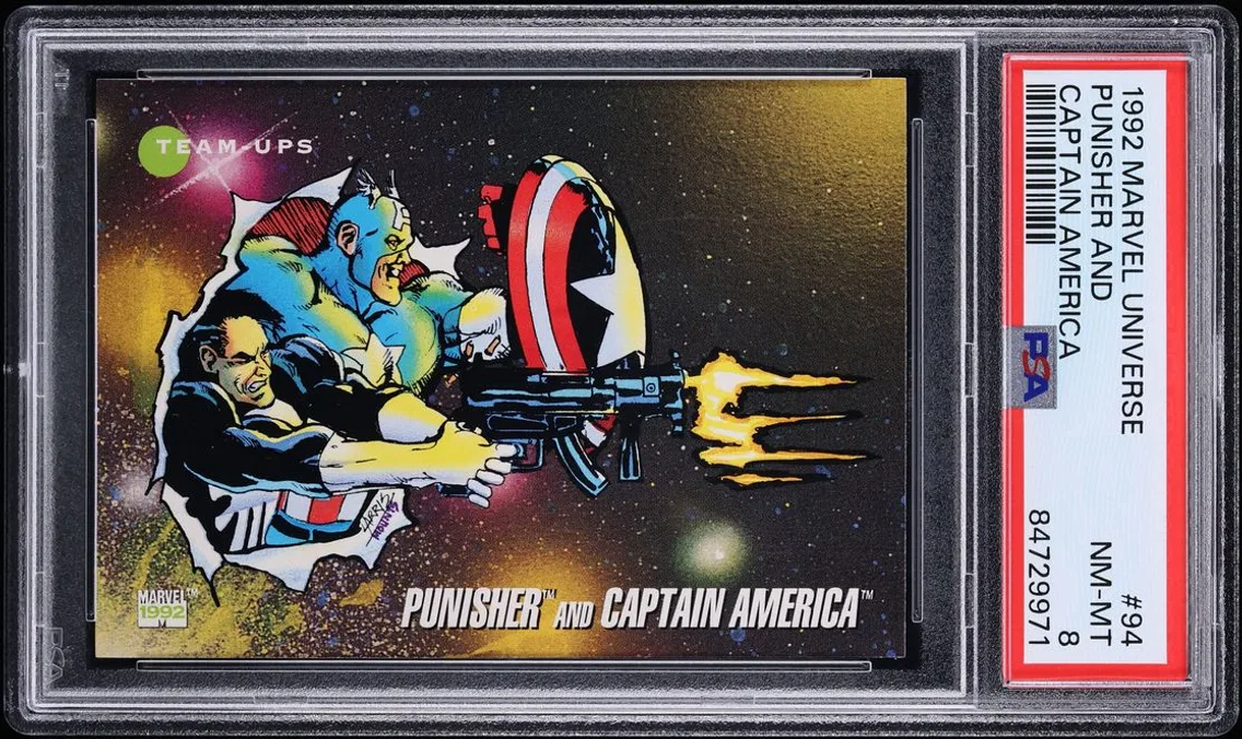 1992 #94 Impel Marvel Universe Punisher & Captain America NM-MT PSA 8