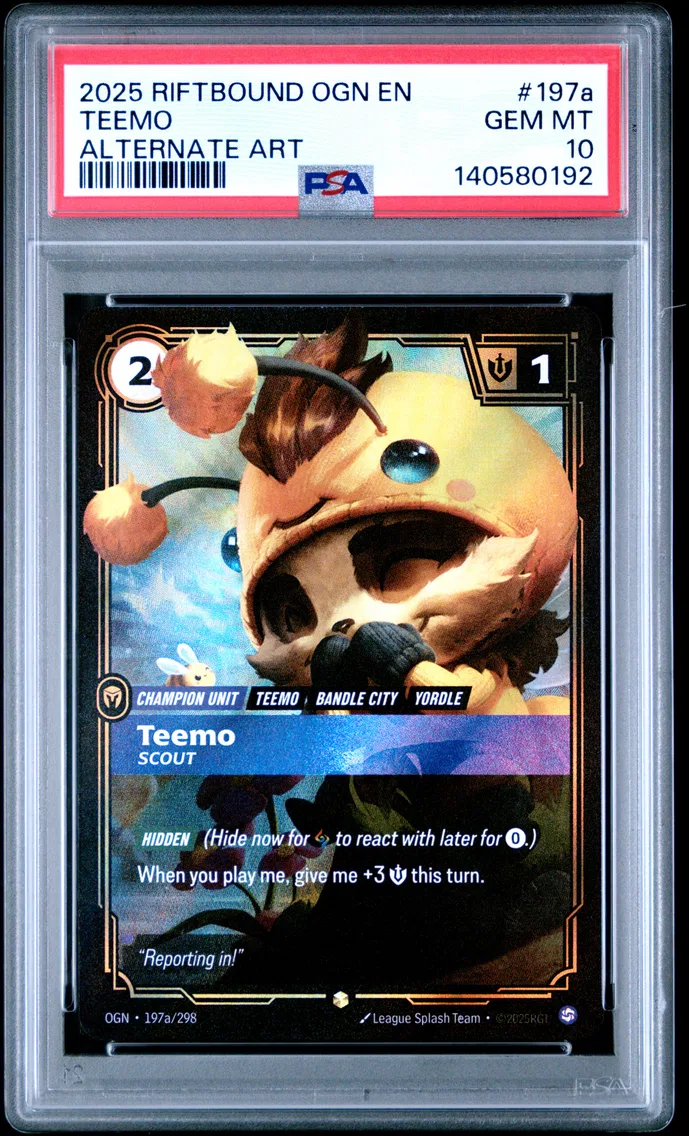 2025 #197a Teemo - Scout PSA 10 Riftbound: League of Legends Ogn-Origins