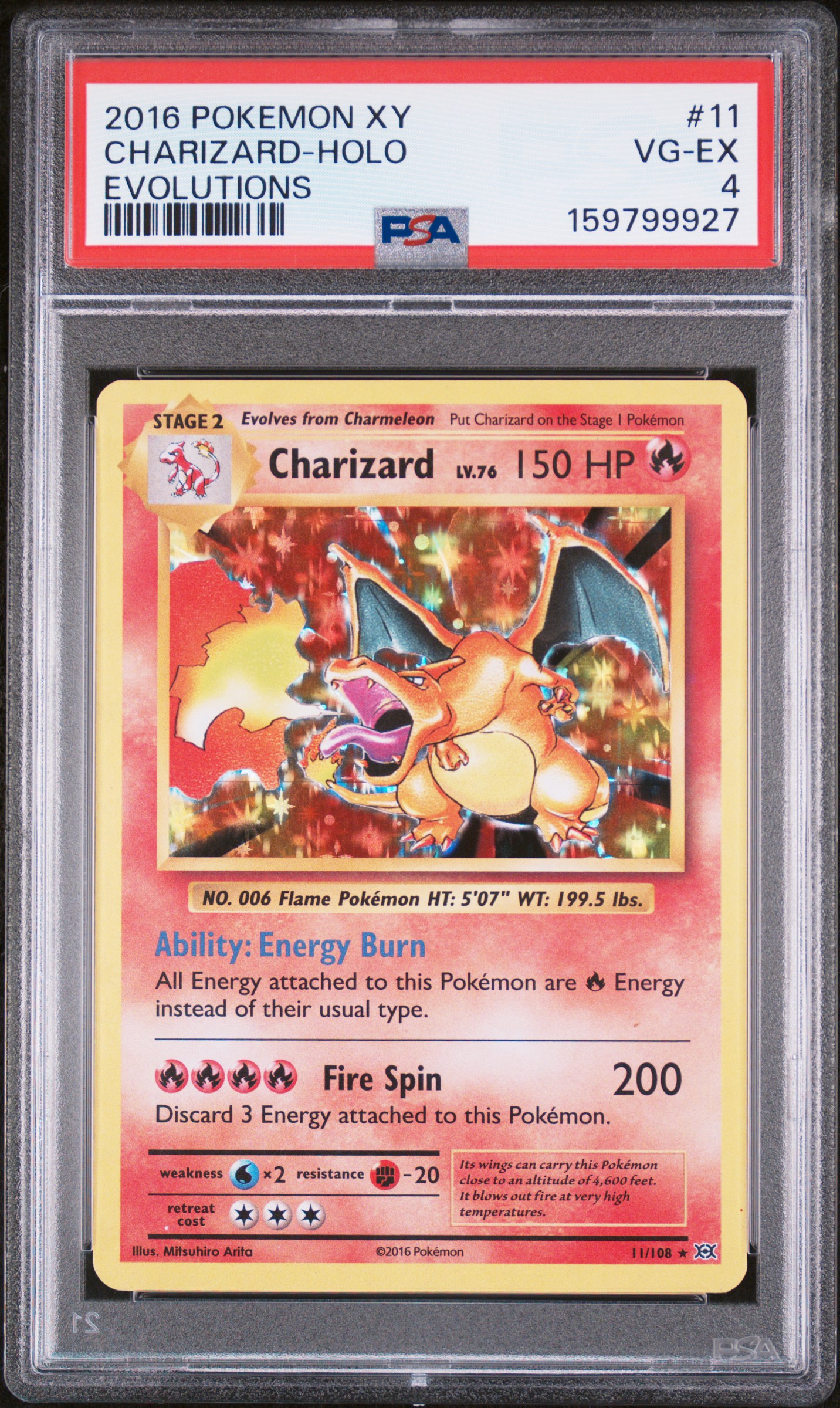 2016 #11 Charizard-Holo PSA 4 Xy Evolutions