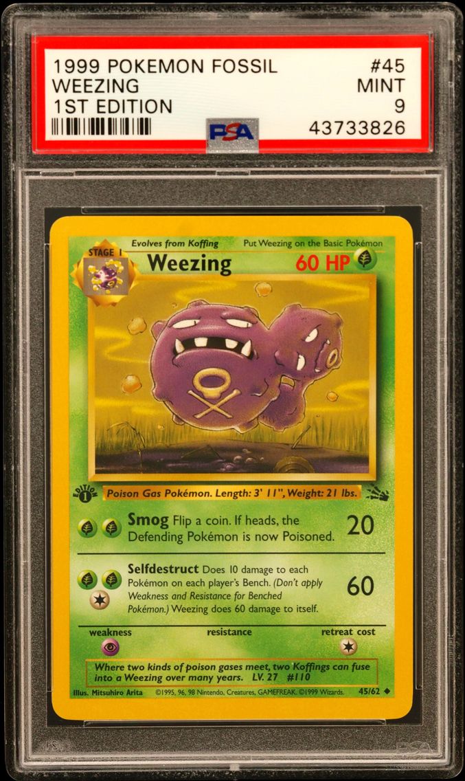 1999 #45 Weezing 1st Edition PSA 9 Fossil