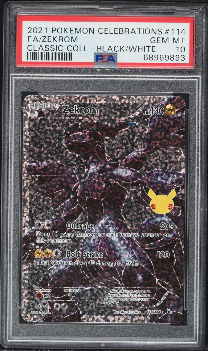 2021 #114 Full Art/Zekrom PSA 10 Celebrations Classic Collection Pokemon