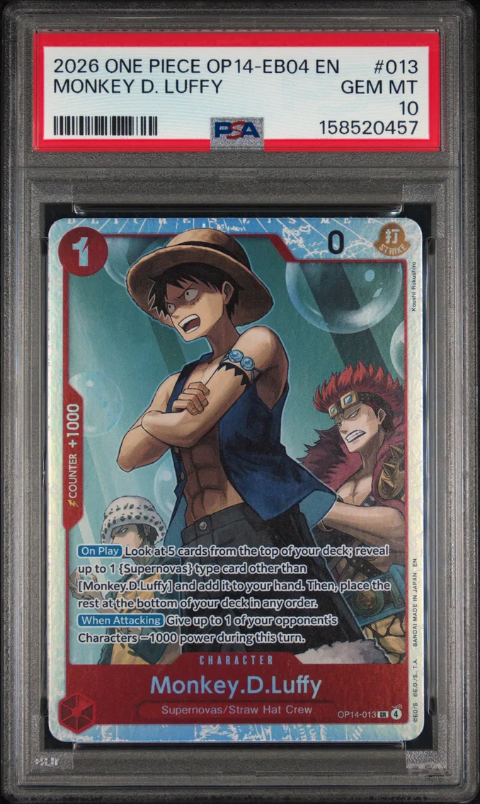 2026 #013 Monkey D. Luffy PSA 10 One Piece OP14-EB04-the Azure Sea's Seven