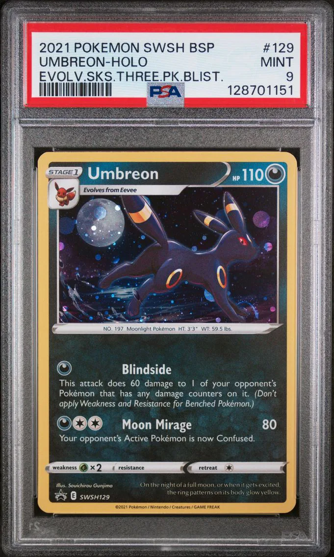 2021 Pokemon Swsh Black Star Promo Umbreon-Holo Swsh Black Star Promo #129 PSA 9