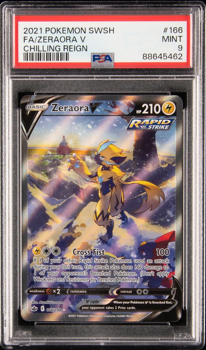 2021 #166 Full Art/Zeraora V PSA 9 Sword & Shield Chilling Reign Pokemon