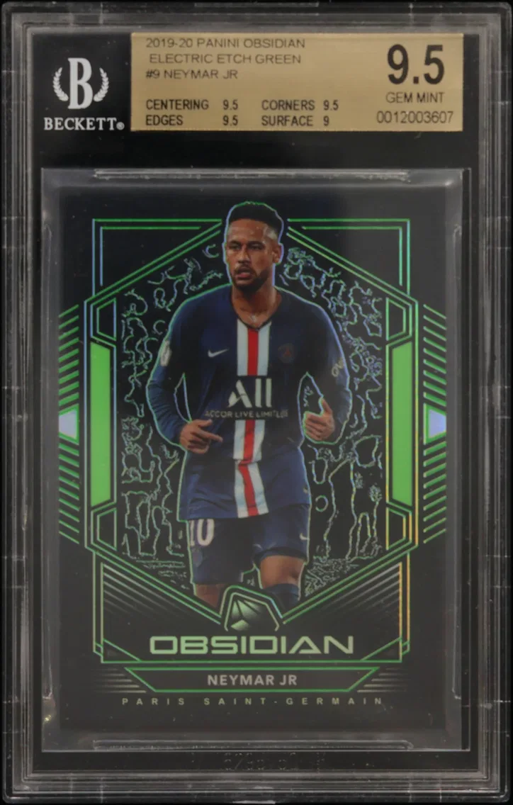 2019 #9 Neymar Jr BGS 9.5 Panini Obsidian Electric Etch Green