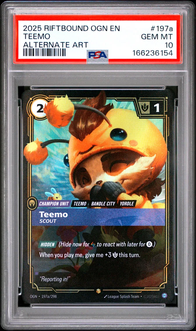 2025 #197a Teemo - Scout PSA 10 Riftbound: League of Legends Ogn-Origins