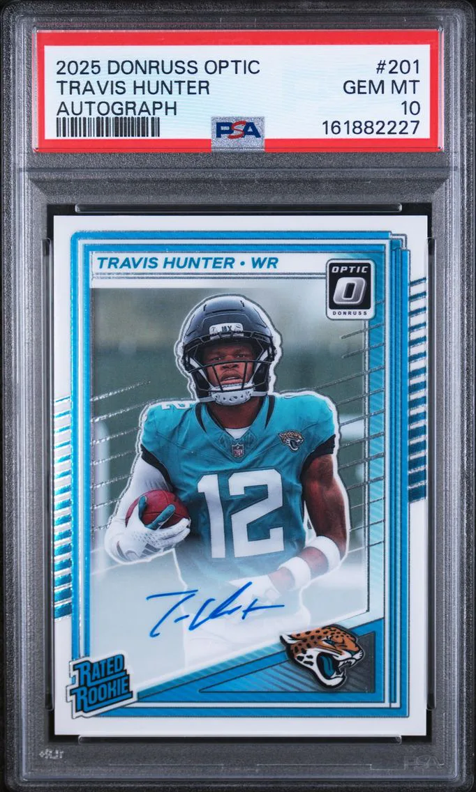 2025 #201 Travis Hunter PSA 10 Panini Donruss Optic