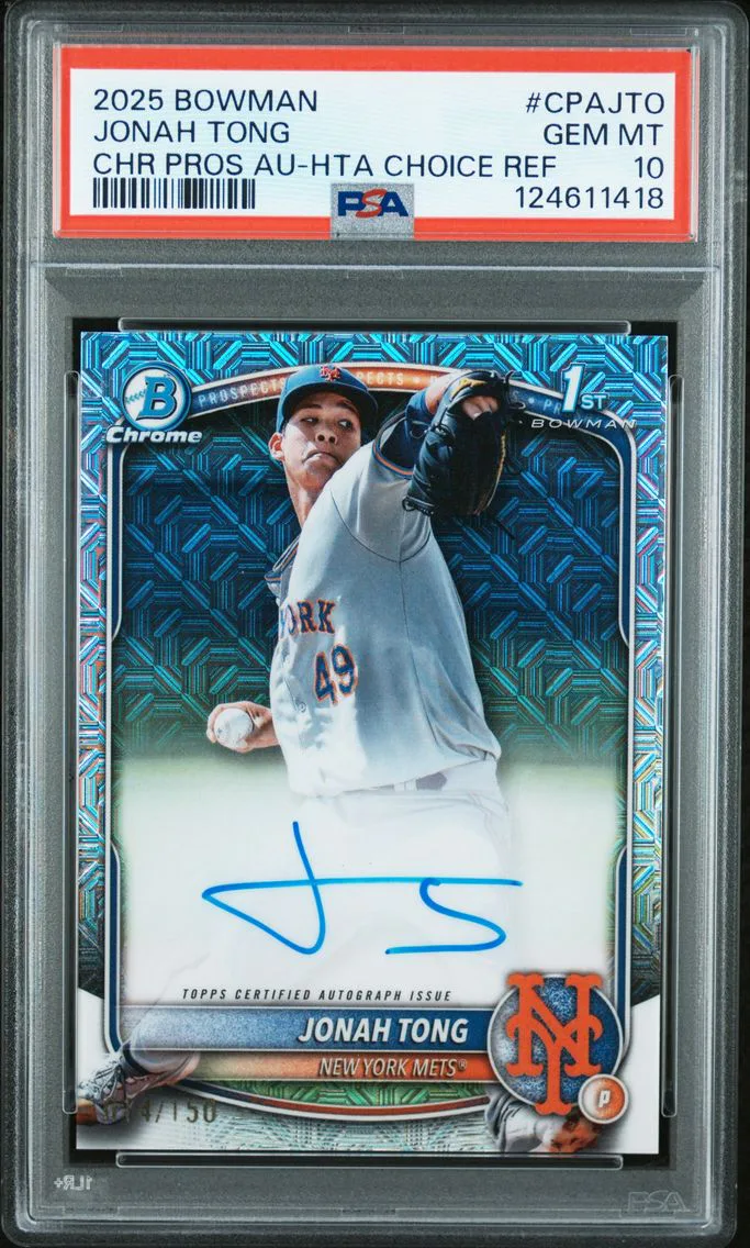 2025 #CPAJTO Jonah Tong PSA 10 Bowman Chrome Prospect Autographs