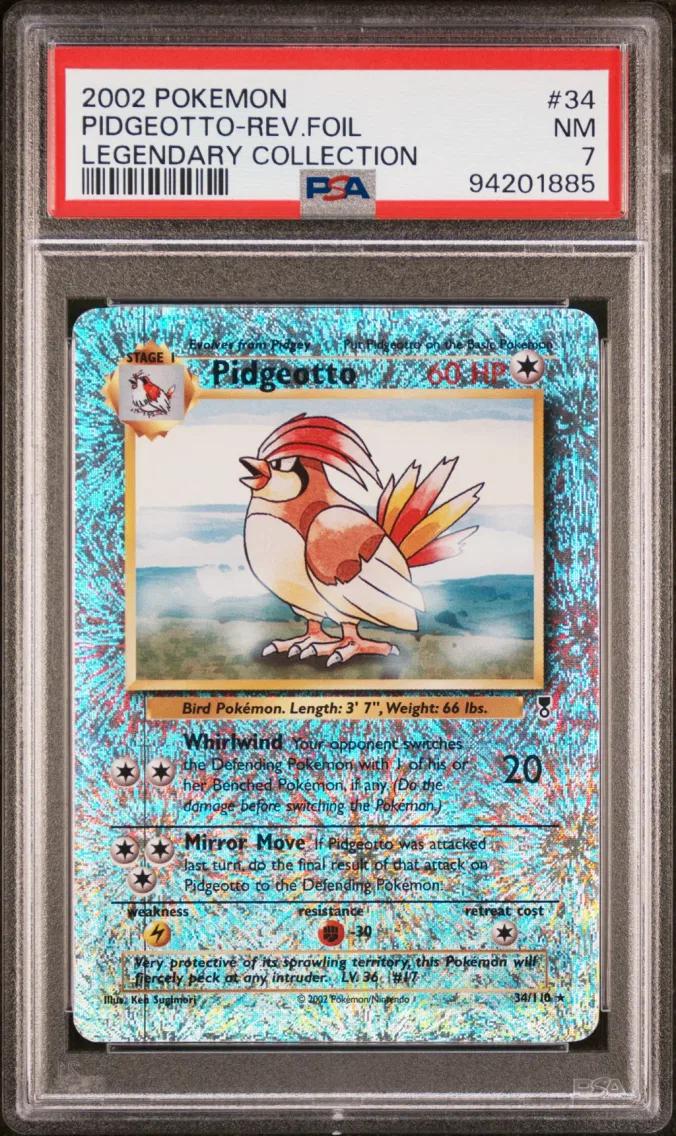 2002 Pokemon Legendary Collection Pidgeotto-Reverse Foil Legendary Collection #34 PSA 7