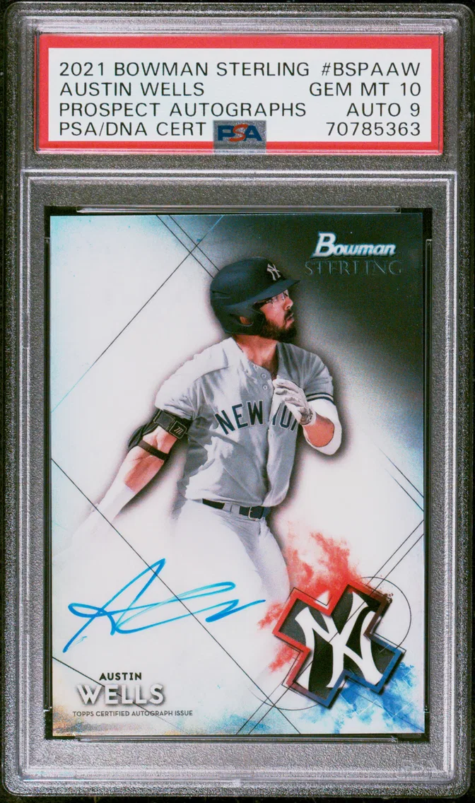 2021 #BSPAAW Austin Wells PSA 10 Bowman Sterling Prospect Autographs