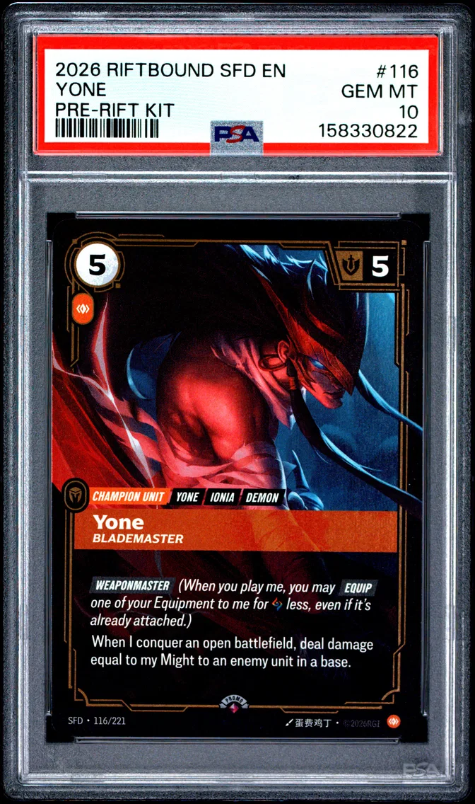 2026 #116 Yone - Blademaster PSA 10 Riftbound: League of Legends Sfd-Spiritforged