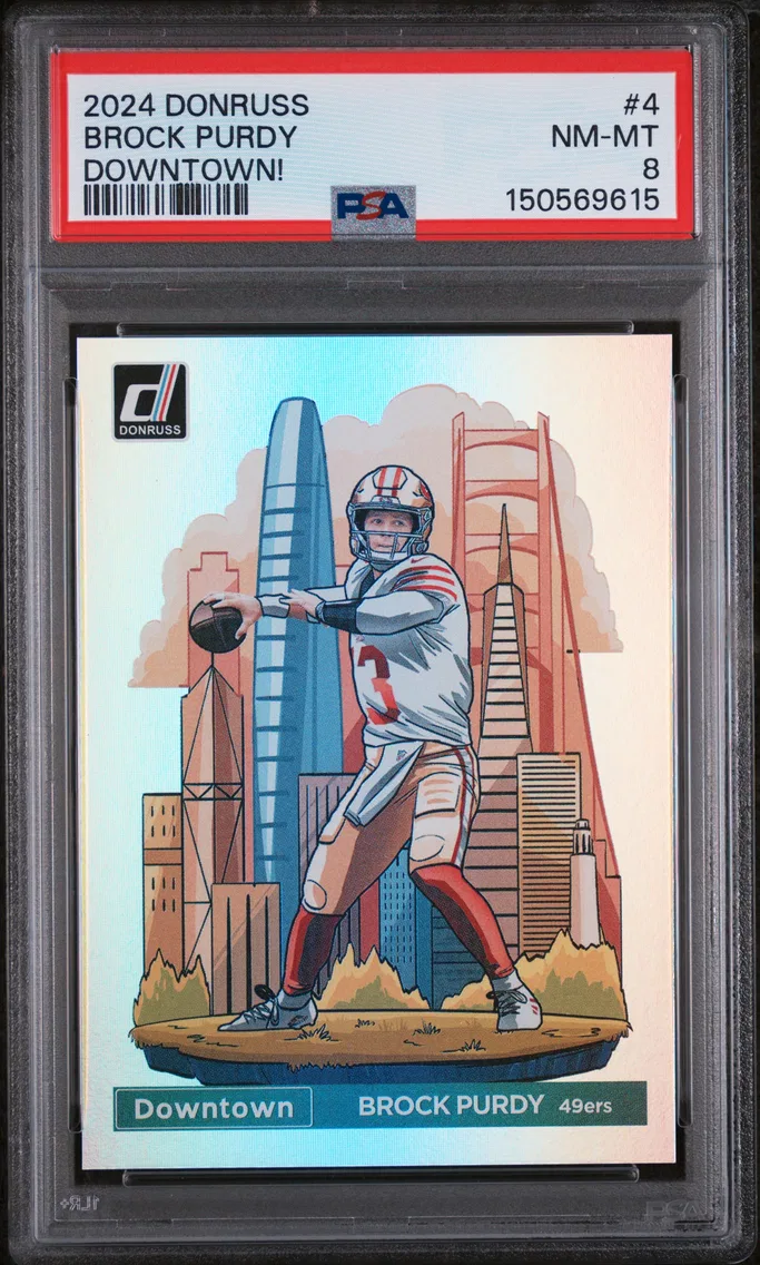 2024 #4 Brock Purdy PSA 8 Panini Donruss Downtown!
