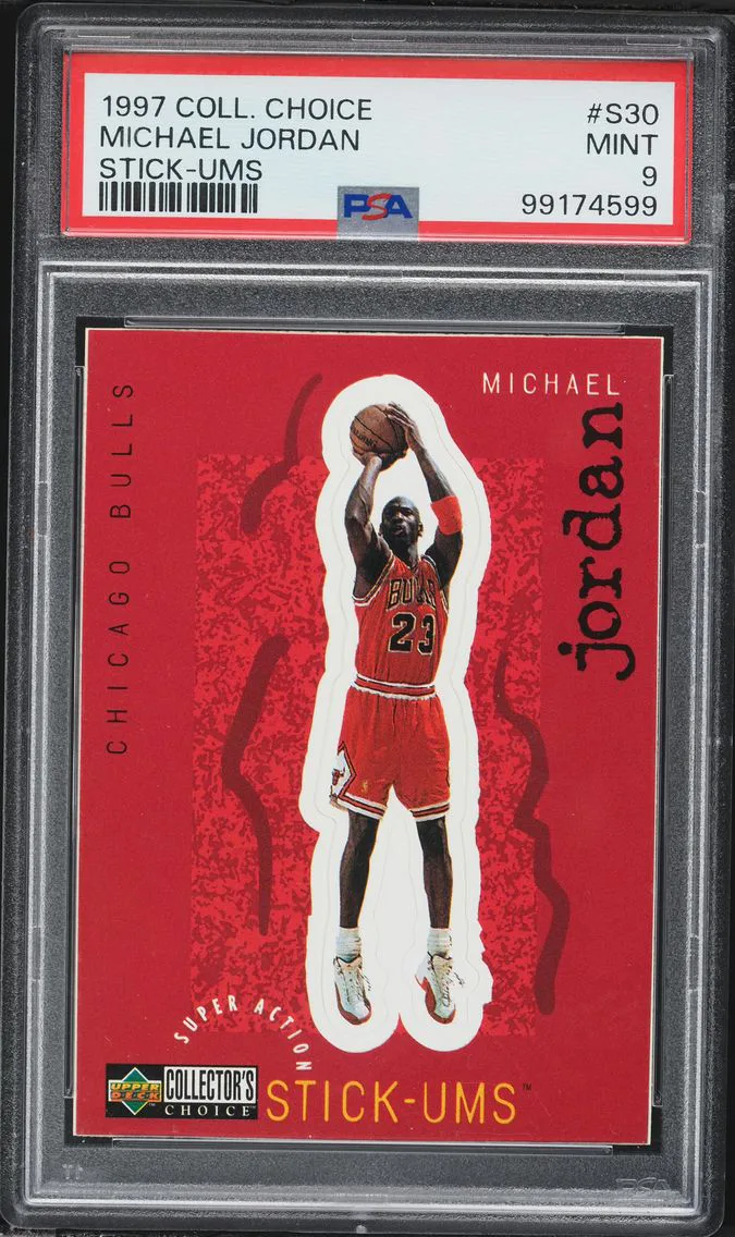 1997 #S30 Michael Jordan PSA 9 Collector's Choice Stick-Ums 1 Basketball