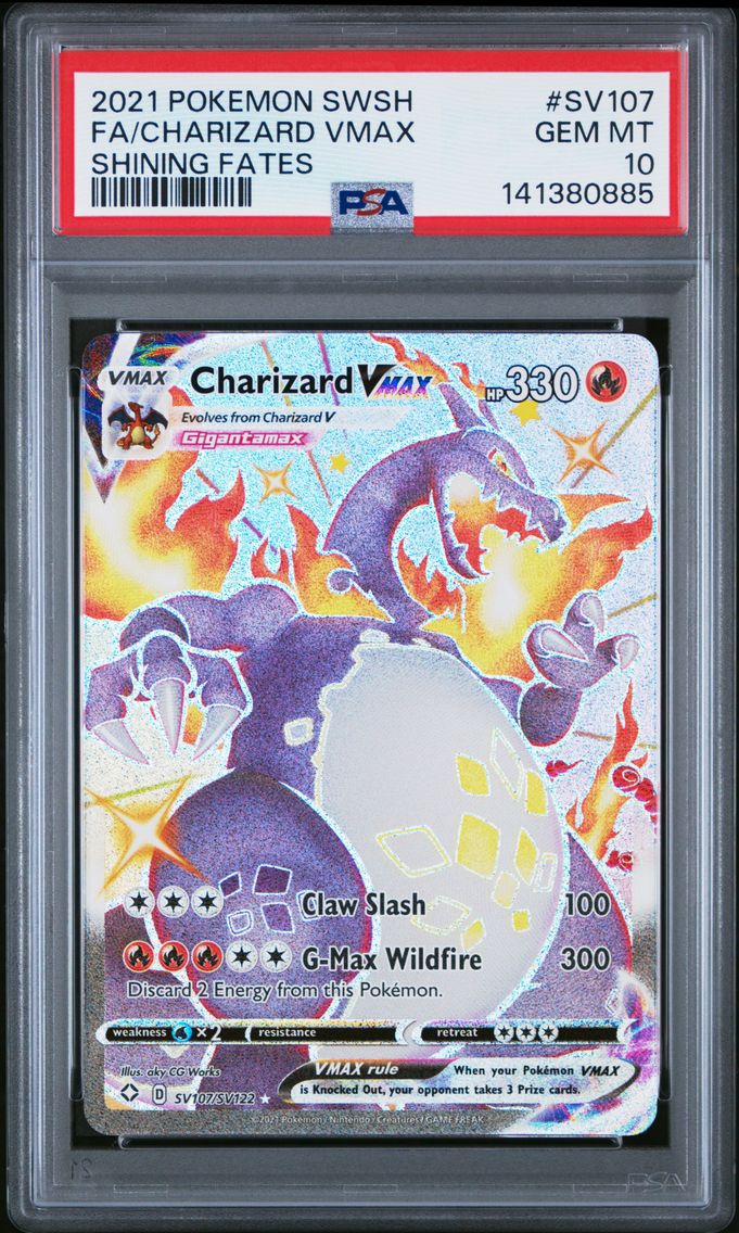 2021 #SV107 Full Art/Charizard Vmax PSA 10 Sword & Shield Shining Fates