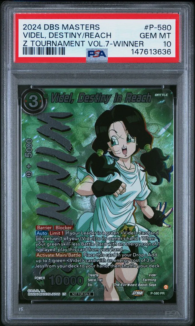 2024 #P-580 Videl, Destiny in Reach PSA 10 Dragon Ball Super Card Game Masters Zenkai Series Tournament Pack Vol.7 Winner