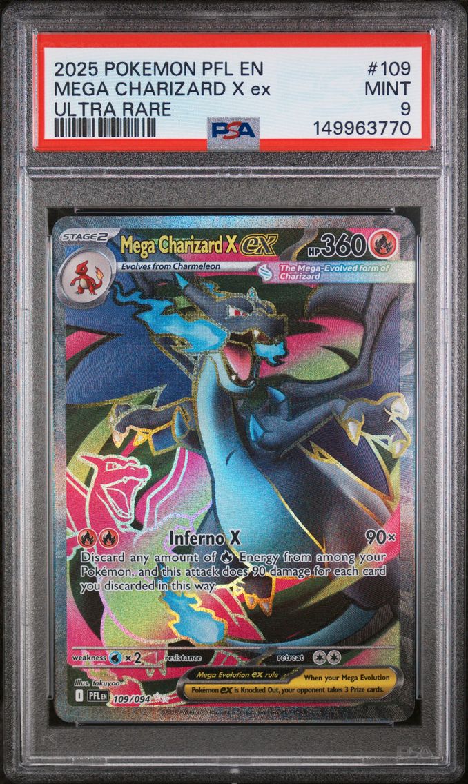 2025 #109 Mega Charizard X EX PSA 9 Pfl EN-Phantasmal Flames