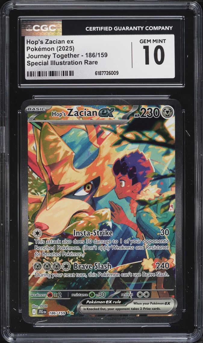 2025 #186 CGC 10 Pokemon Scarlet & Violet Journey Together SIR Hop's Zacian ex
