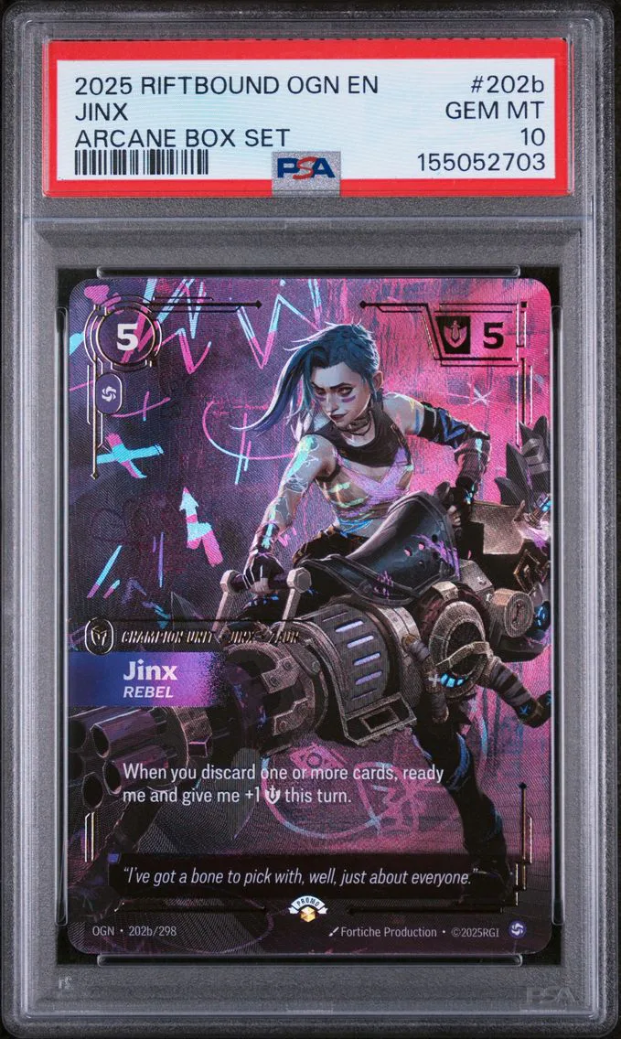 2025 #202b Jinx - Rebel PSA 10 Riftbound: League of Legends Ogn-Origins