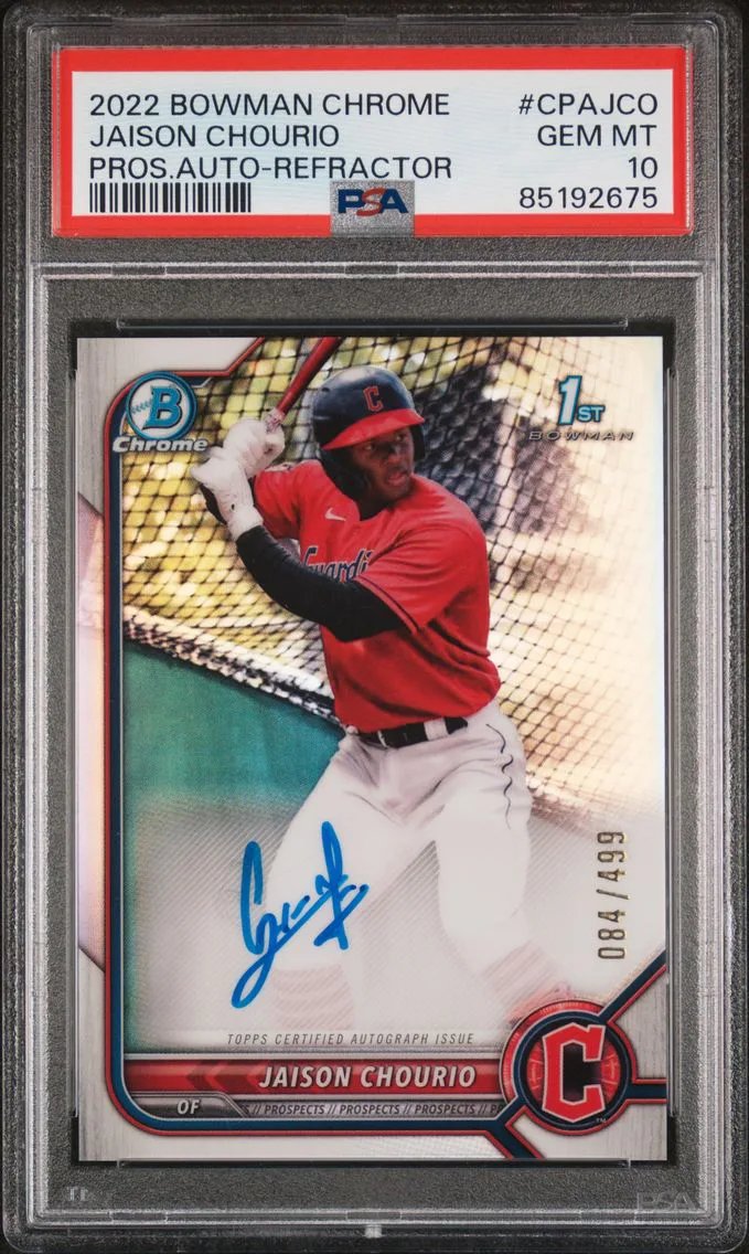 2022 #CPAJCO Jaison Chourio PSA 10 Bowman Chrome Prospect Autographs