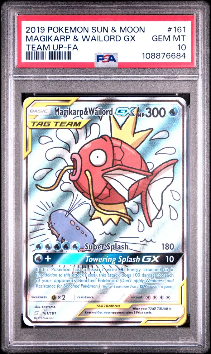 2019 #161 Full Art/Magikarp & Wailord GX PSA 10 Sun & Moon Team Up
