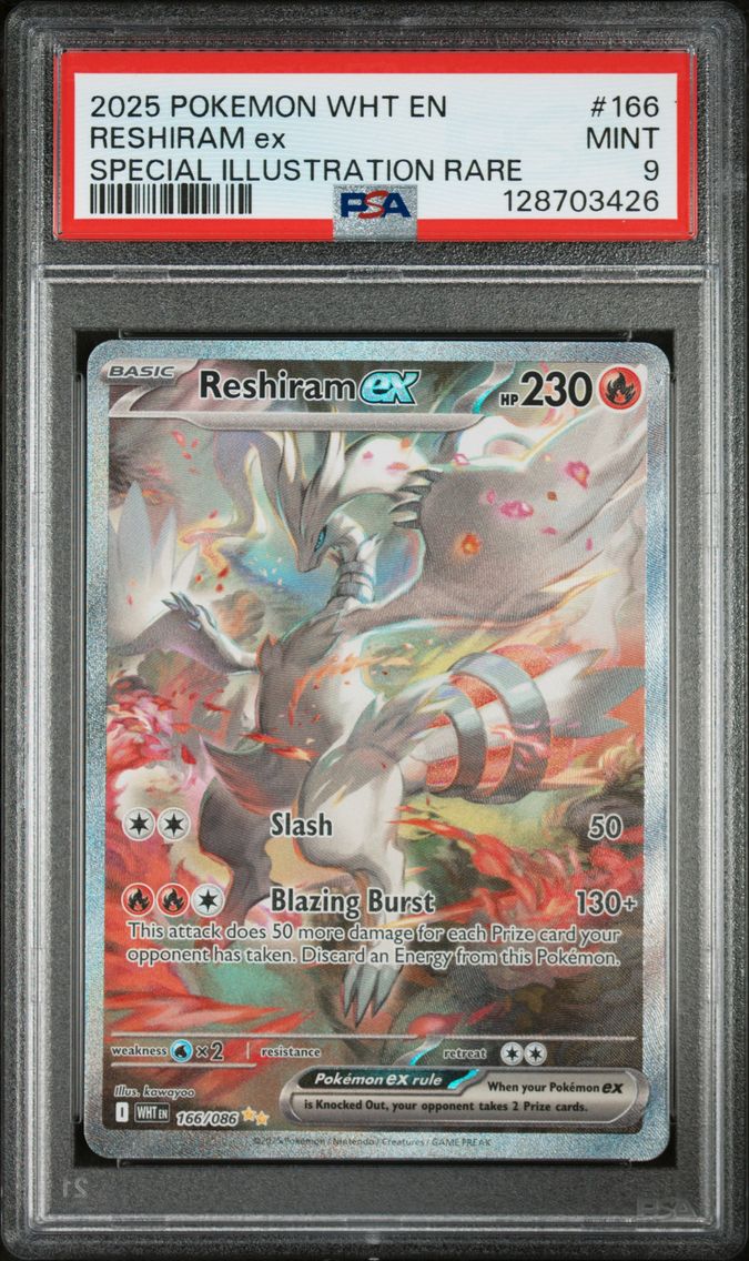 2025 #166 Reshiram EX PSA 9 Wht