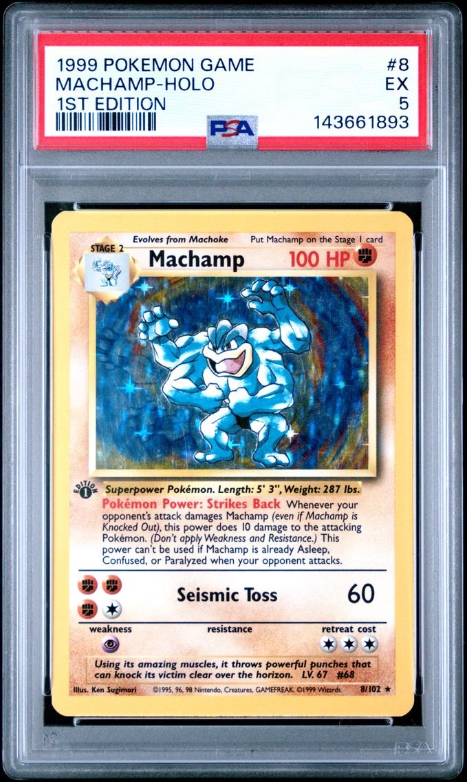 1999 #8 Machamp-Holo 1st Edition PSA 5 Game Pokemon