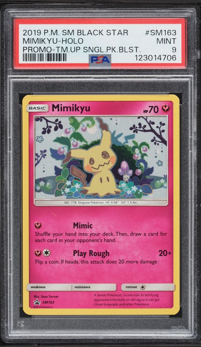 2019 Pokemon Sun & Moon Black Star Promo Team Up Holo Mimikyu #SM163 PSA 9 MINT
