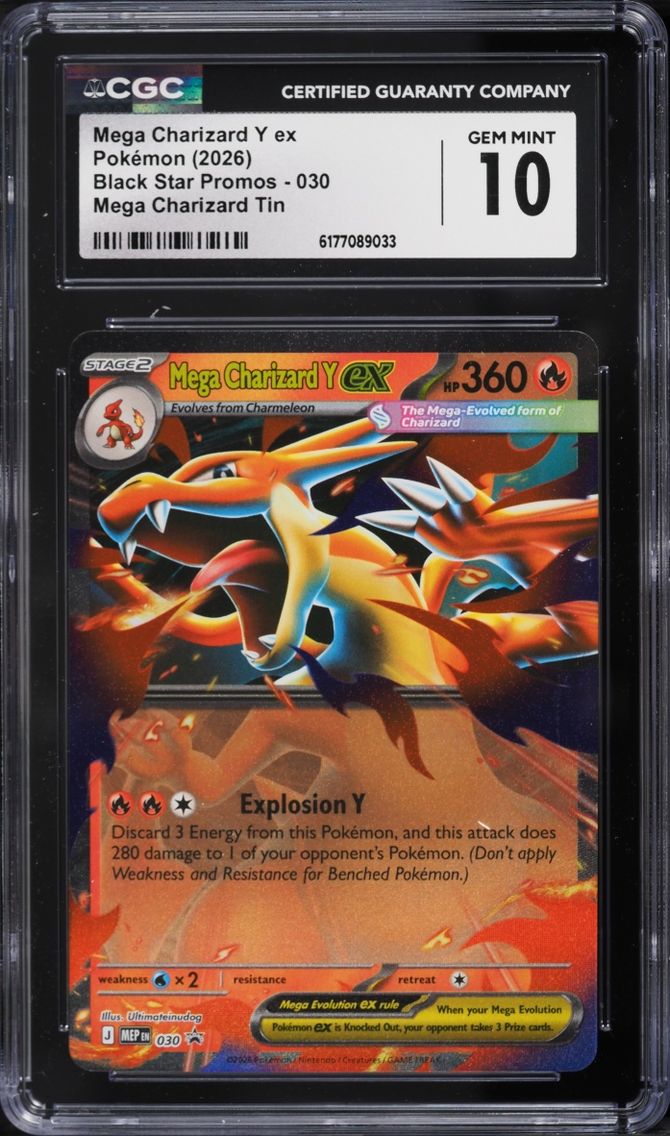 2026 Pokemon Mega Evolution Black Star Promo Tin Mega Charizard Y EX #30 CGC 10 GEM MINT