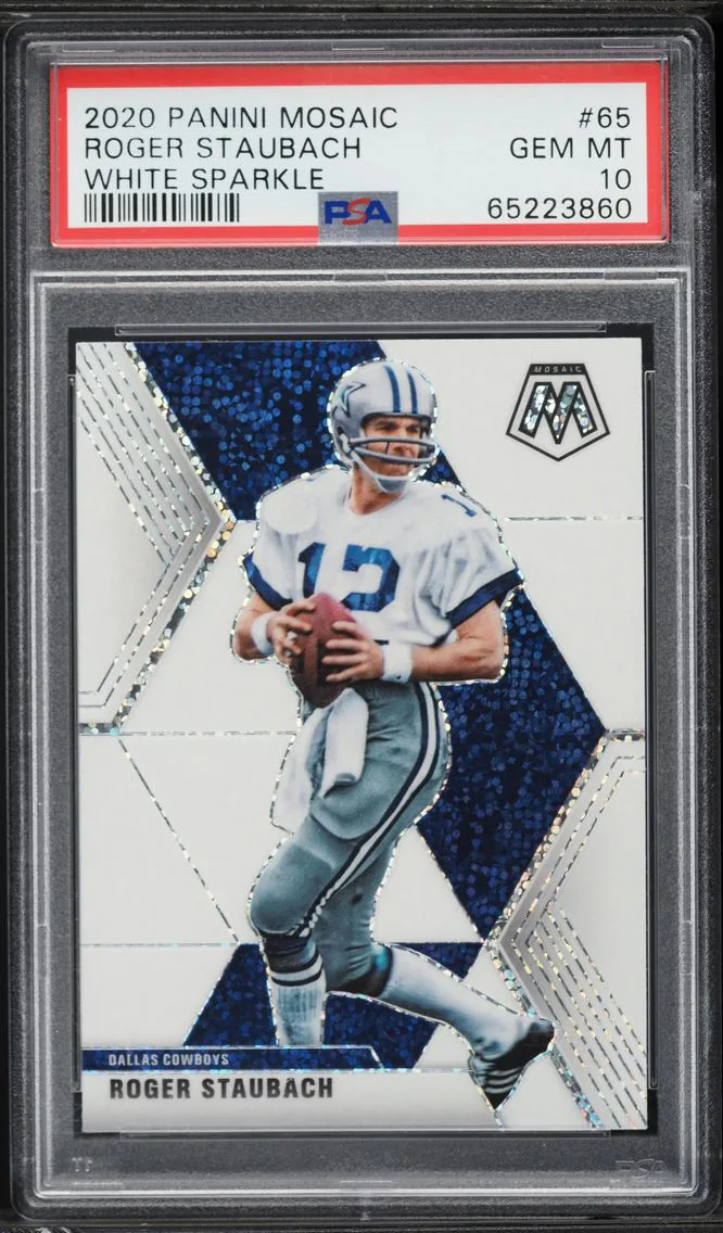 2020 #65 Roger Staubach PSA 10 Panini Mosaic Football