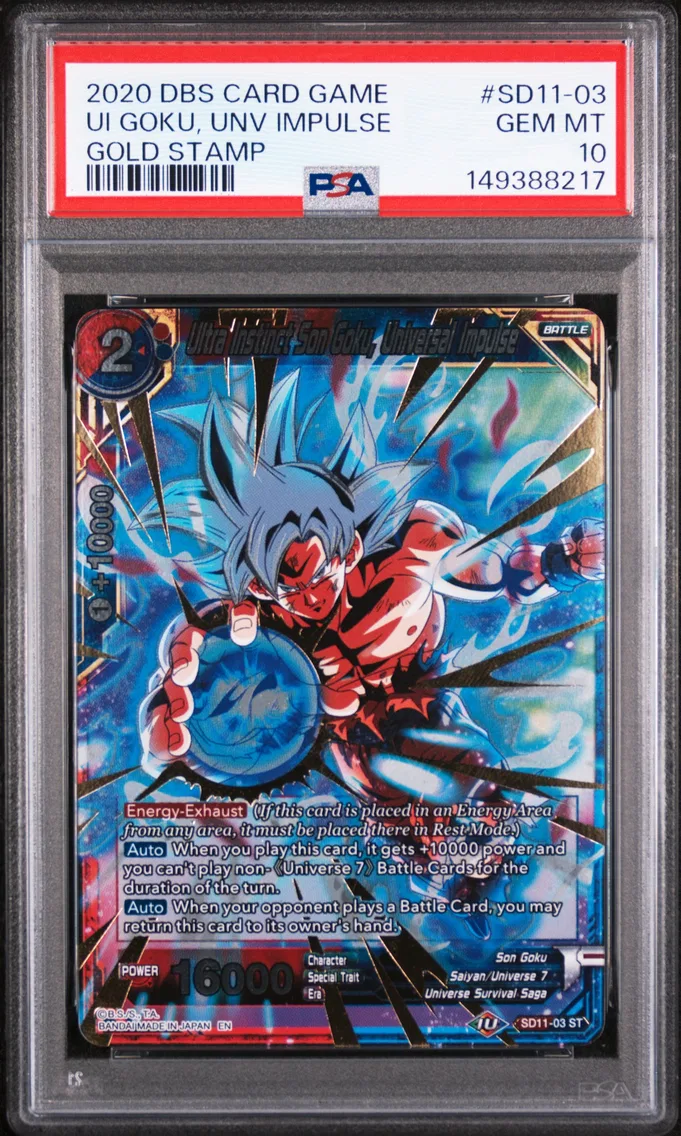 2020 #SD11-03 Ultra Instinct Son Goku, Universal Impulse PSA 10 Dragon Ball Super Card Game Starter Deck 11 Instinct Surpassed