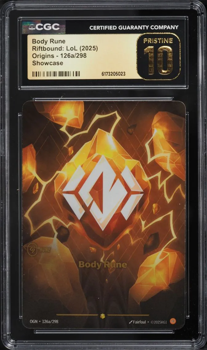 2025 #126a Body Rune CGC 10 Riftbound League Of Legends LoL Origins Showcase