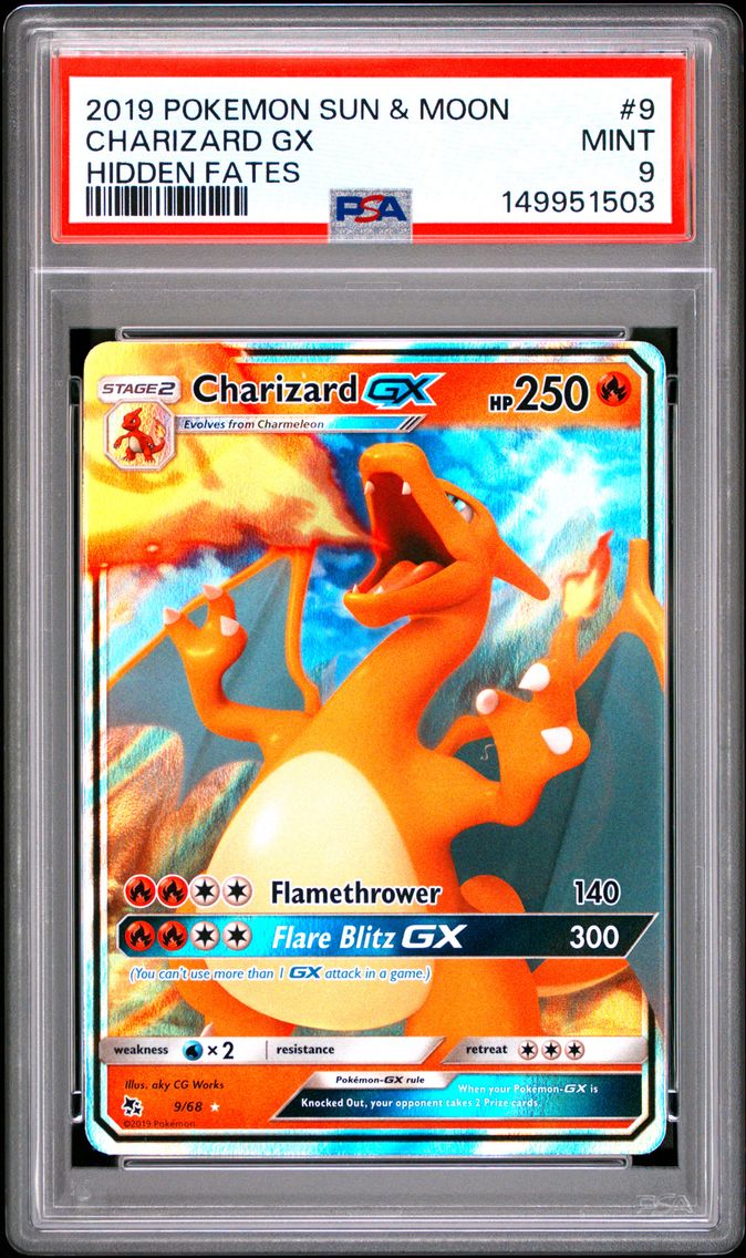 2019 #9 Charizard GX PSA 9 Sun & Moon Hidden Fates