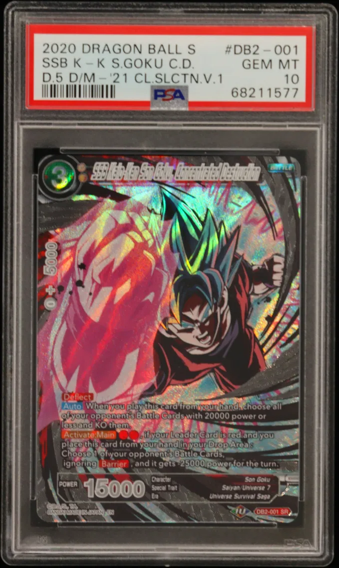 2021 #DB2-001 SSB Kaio-Ken Son Goku, Concentrated Destruction PSA 10 Dragon Ball Super Card Game Collector's Selection Vol.1