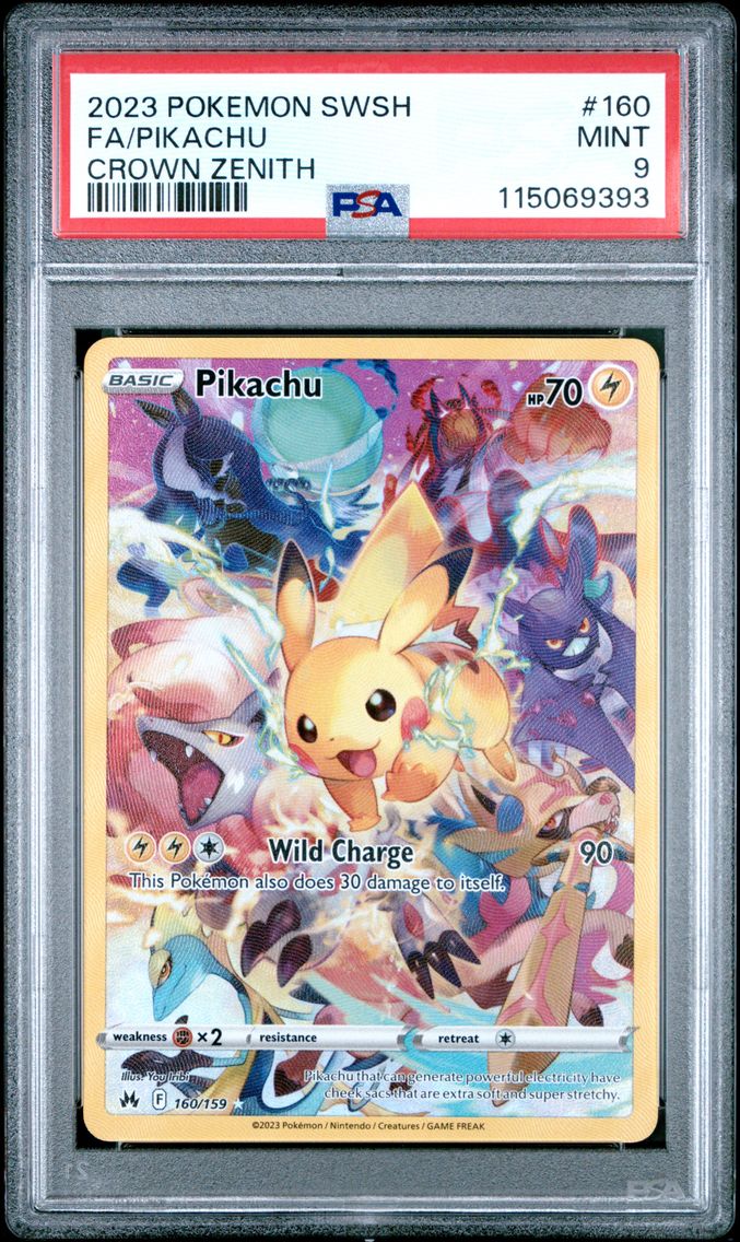 2023 #160 Full Art/Pikachu PSA 9 Sword and Shield Crown Zenith Pokemon