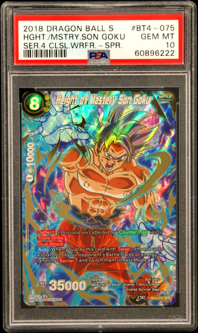 2018 #BT4-075 Height of Mastery Son Goku PSA 10 Dragon Ball Super Card Game Series 4 Colossal Warfare