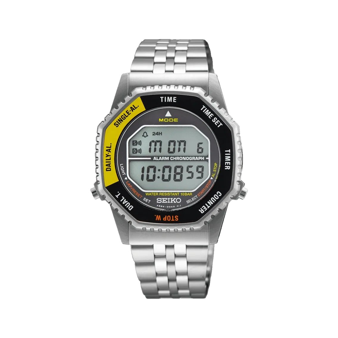 Seiko SMGG17 Digital Quartz Chronograph 37mm - Yellow on Bracelet