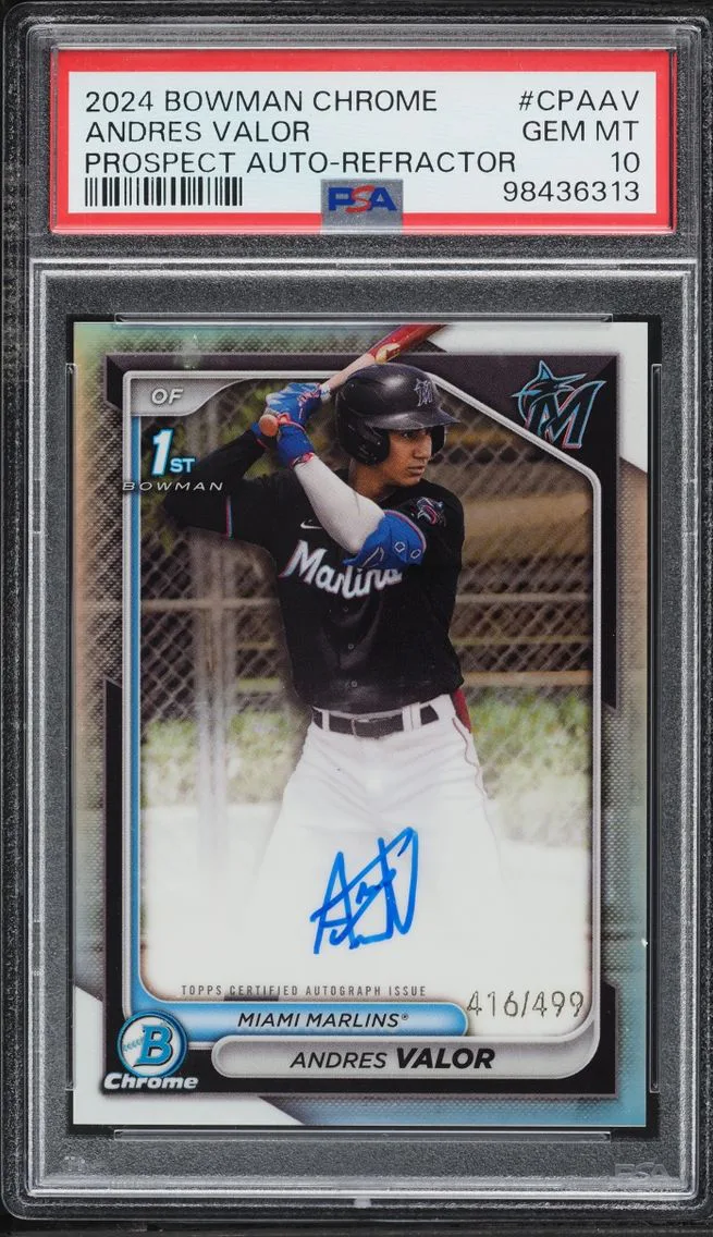2024 Bowman Chrome Refractor Andres Valor PROSPECT AUTO /499 #CPA-AV PSA 10 GEM MINT
